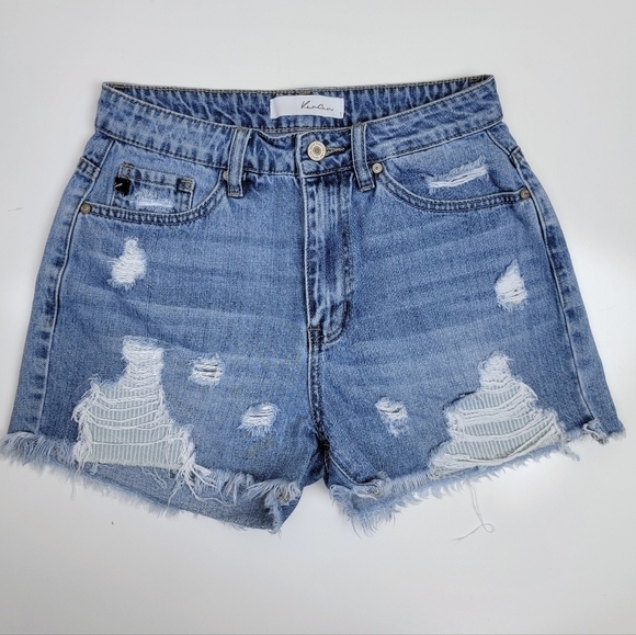 KanCan Renee Distressed High Rise Denim Cut Off Shorts S - Picture 1 of 8